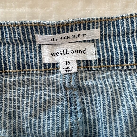 WESTBOUND the HIGH RISE fit Blue and White Stripe Pants - Picture 5 of 5